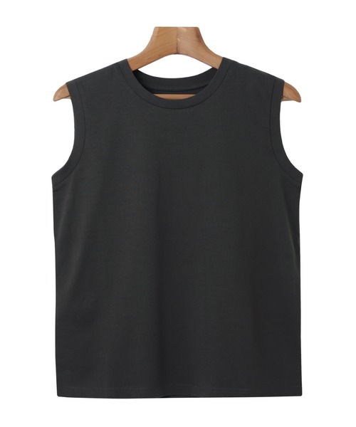 andme（アンドミー）の「【新色追加】コットン天竺ノースリーブトップス（Tシャツ/カットソー・レディース・チャコールグレー/ブラック/グリーン/オフホワイト/テラコッタ/ライム/ラベンダー/ワインレッド/グレイッシュベージュ/グレー/レッド/ネイビー/ライトグリーン/バーガンディー/イエロー系その他・M）」の17枚目の写真