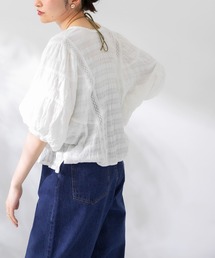 KBF | ラウンドハーフスリーブブラウス(シャツ/ブラウス)