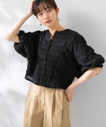 KBF | ラウンドハーフスリーブブラウス(シャツ/ブラウス)