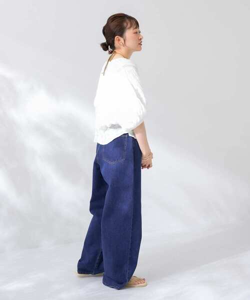 KBF（ケイビーエフ）の「ラウンドハーフスリーブブラウス（シャツ/ブラウス・レディース・ホワイト/ブラック/アイボリー・ONE）」の7枚目の写真