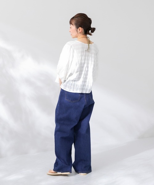 KBF（ケイビーエフ）の「ラウンドハーフスリーブブラウス（シャツ/ブラウス・レディース・ホワイト/ブラック/アイボリー・ONE）」の8枚目の写真