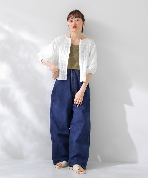 KBF（ケイビーエフ）の「ラウンドハーフスリーブブラウス（シャツ/ブラウス・レディース・ホワイト/ブラック/アイボリー・ONE）」の9枚目の写真