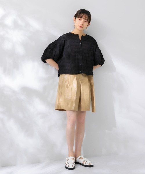 KBF（ケイビーエフ）の「ラウンドハーフスリーブブラウス（シャツ/ブラウス・レディース・ホワイト/ブラック/アイボリー・ONE）」の13枚目の写真