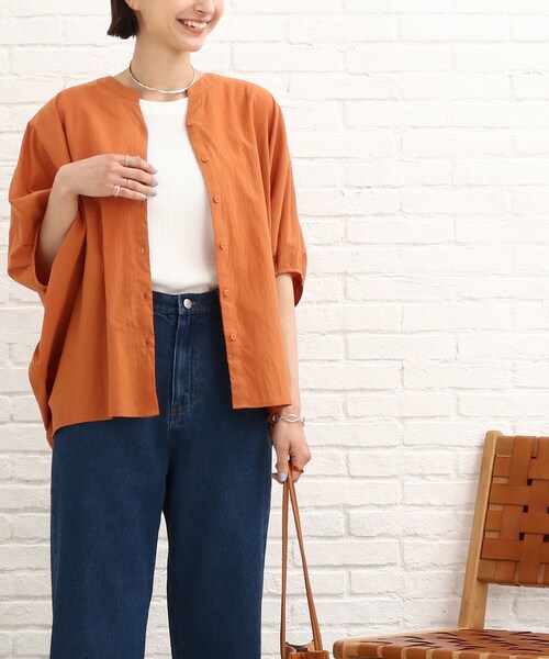 SHOO・LA・RUE（シューラルー）の「◆ドルマンシャツブラウス（シャツ/ブラウス・レディース・グリーン/オレンジ/ブラック/ホワイト系・00）」の4枚目の写真