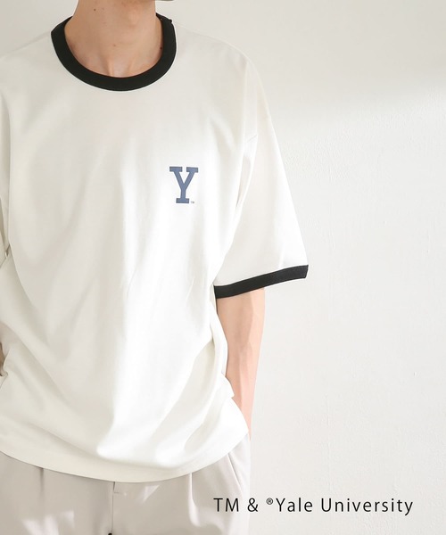 SENSE OF PLACE by URBAN RESEARCH（センスオブプレイスバイアーバンリサーチ）の「『別注』『ユニセックス』YALE×SENSE OF PLACE　カレッジリンガーTシャツ（Tシャツ/カットソー・メンズ・ライトベージュ/ホワイト・MEDIUM/LARGE）」の7枚目の写真