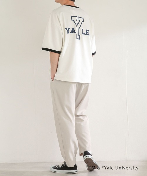 SENSE OF PLACE by URBAN RESEARCH（センスオブプレイスバイアーバンリサーチ）の「『別注』『ユニセックス』YALE×SENSE OF PLACE　カレッジリンガーTシャツ（Tシャツ/カットソー・メンズ・ライトベージュ/ホワイト・MEDIUM/LARGE）」の11枚目の写真
