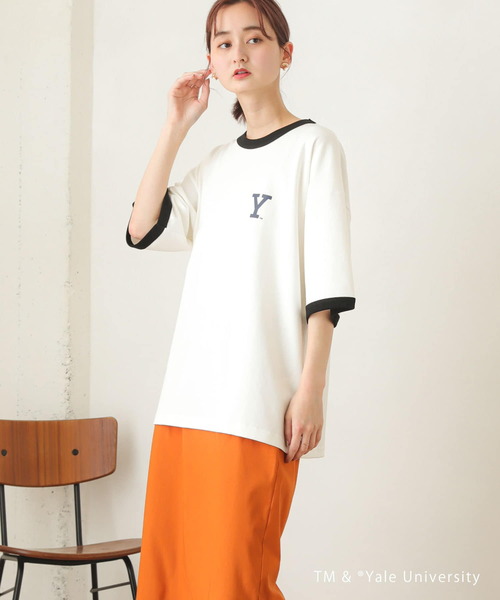 SENSE OF PLACE by URBAN RESEARCH（センスオブプレイスバイアーバンリサーチ）の「『別注』『ユニセックス』YALE×SENSE OF PLACE　カレッジリンガーTシャツ（Tシャツ/カットソー・メンズ・ライトベージュ/ホワイト・MEDIUM/LARGE）」の13枚目の写真