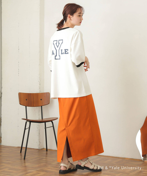 SENSE OF PLACE by URBAN RESEARCH（センスオブプレイスバイアーバンリサーチ）の「『別注』『ユニセックス』YALE×SENSE OF PLACE　カレッジリンガーTシャツ（Tシャツ/カットソー・メンズ・ライトベージュ/ホワイト・MEDIUM/LARGE）」の15枚目の写真