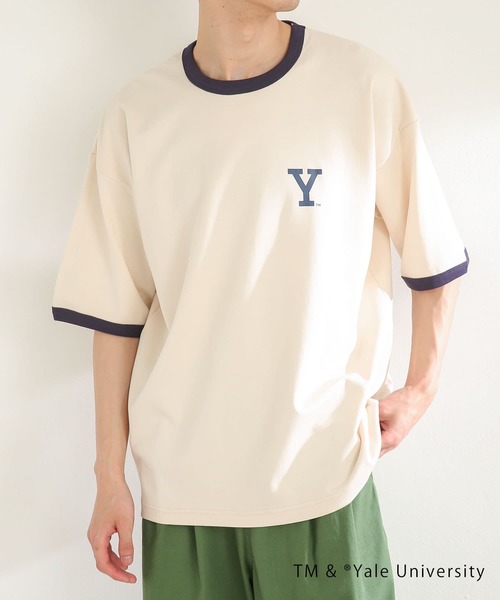 SENSE OF PLACE by URBAN RESEARCH（センスオブプレイスバイアーバンリサーチ）の「『別注』『ユニセックス』YALE×SENSE OF PLACE　カレッジリンガーTシャツ（Tシャツ/カットソー・メンズ・ライトベージュ/ホワイト・MEDIUM/LARGE）」の21枚目の写真