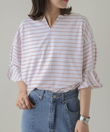 キーネックパール付ボーダー