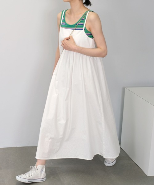 ＡＮＤＪ（アンドジェイ）の「ギャザーキャミワンピース（ワンピース・レディース・ブラック/オフホワイト・M）」の2枚目の写真