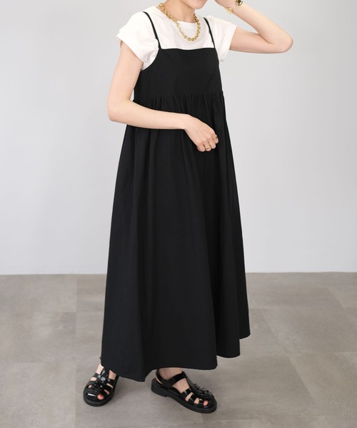 ＡＮＤＪ（アンドジェイ）の「ギャザーキャミワンピース（ワンピース・レディース・ブラック/オフホワイト・M）」の20枚目の写真