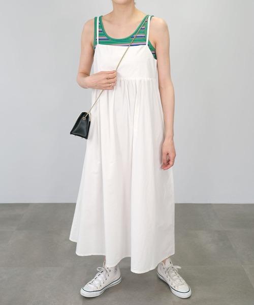 ＡＮＤＪ（アンドジェイ）の「ギャザーキャミワンピース（ワンピース・レディース・ブラック/オフホワイト・M）」の3枚目の写真