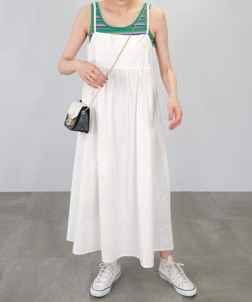 ＡＮＤＪ（アンドジェイ）の「ギャザーキャミワンピース（ワンピース・レディース・ブラック/オフホワイト・M）」の4枚目の写真