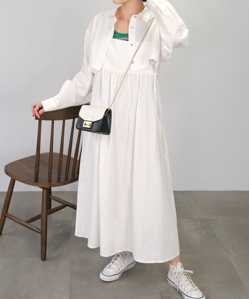 ＡＮＤＪ（アンドジェイ）の「ギャザーキャミワンピース（ワンピース・レディース・ブラック/オフホワイト・M）」の9枚目の写真