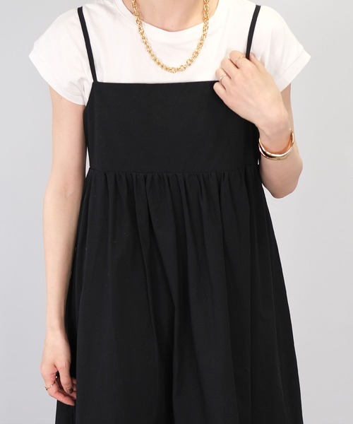 ＡＮＤＪ（アンドジェイ）の「ギャザーキャミワンピース（ワンピース・レディース・ブラック/オフホワイト・M）」の22枚目の写真