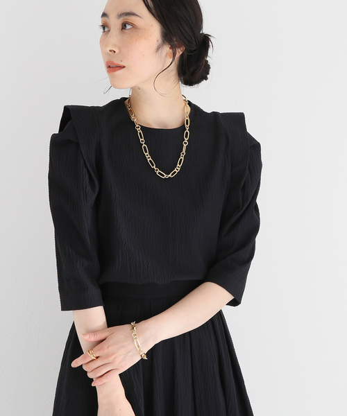 VERMEIL par iena(ヴェルメイユパーイエナ)の「リップルパワーショルダーブラウス(シャツ/ブラウス・レディース・ホワイト/ブラック・38/36)」の19枚目の写真