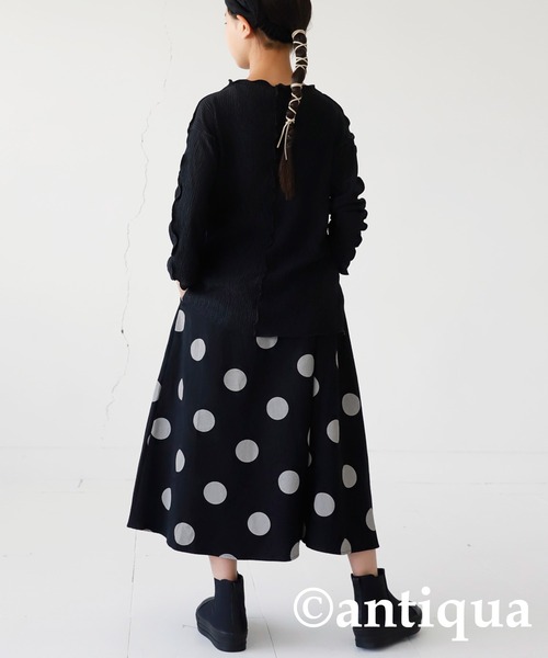 antiqua(アンティカ)の「年中着まわせる。ドット柄フレアスカート(スカート・キッズ・ベージュ/ブラック/ブラック系その他・140/130/160/150)」の18枚目の写真