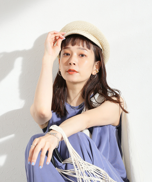 B.C STOCK（ベーセーストック）の「ペーパーキャスケット（キャスケット・レディース・ブラック/アイボリー/キャメル・FREE）」の2枚目の写真