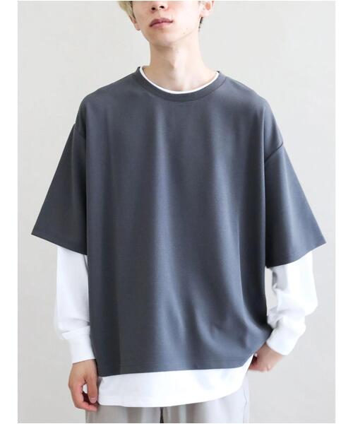 CRAFT STANDARD BOUTIQUE（クラフトスタンダードブティック）の「JQカットレイヤーL/S TEE　＊（Tシャツ/カットソー・メンズ・チャコールグレー/グレー/カーキ/モカ・LL/M/L）」の6枚目の写真