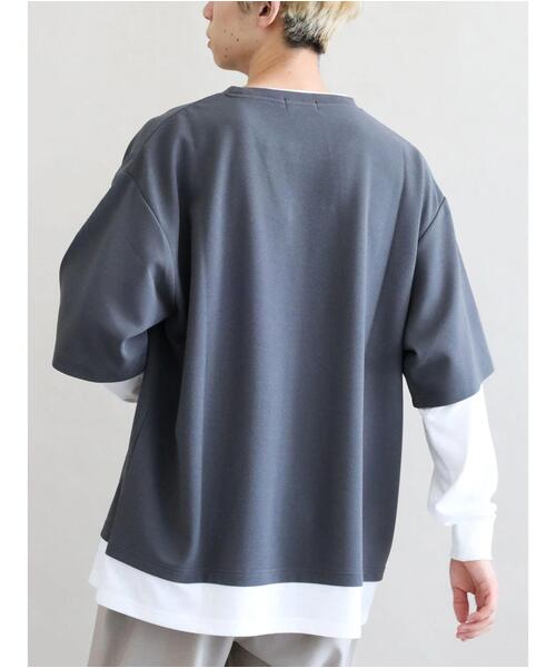 CRAFT STANDARD BOUTIQUE（クラフトスタンダードブティック）の「JQカットレイヤーL/S TEE　＊（Tシャツ/カットソー・メンズ・チャコールグレー/グレー/カーキ/モカ・LL/M/L）」の9枚目の写真