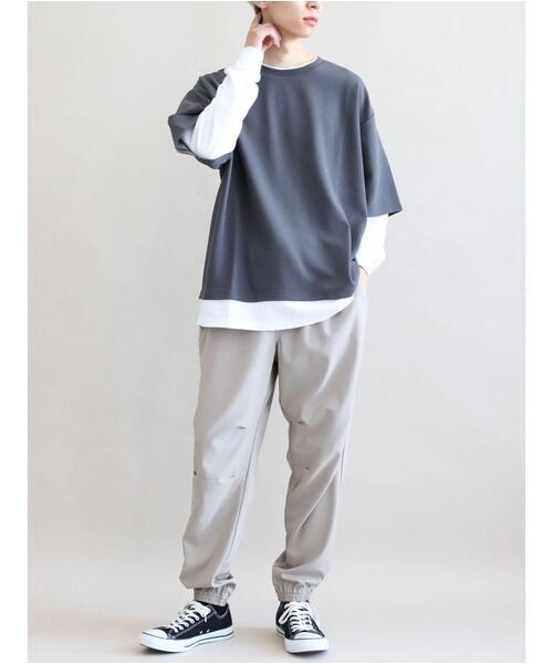 CRAFT STANDARD BOUTIQUE（クラフトスタンダードブティック）の「JQカットレイヤーL/S TEE　＊（Tシャツ/カットソー・メンズ・チャコールグレー/グレー/カーキ/モカ・LL/M/L）」の10枚目の写真