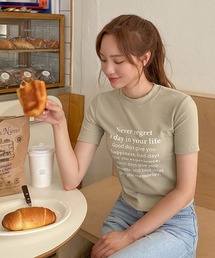 SONYUNARA NEVER英文プリント半袖Tシャツ