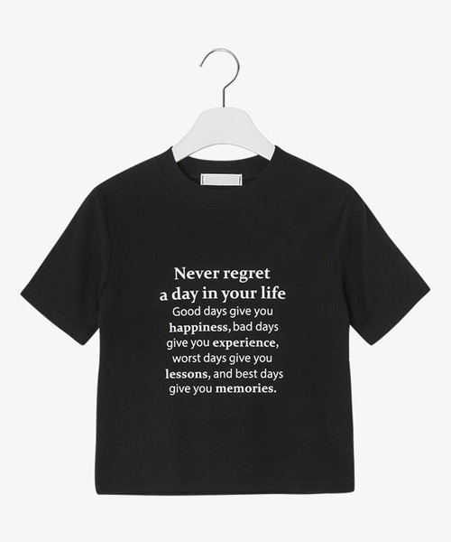 SONA（ソナ）の「SONYUNARA NEVER英文プリント半袖Tシャツ（Tシャツ/カットソー・レディース・グリーン系その他/アイボリー/ブラック・FREE）」の3枚目の写真