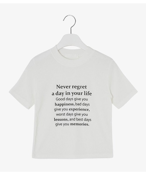 SONA（ソナ）の「SONYUNARA NEVER英文プリント半袖Tシャツ（Tシャツ/カットソー・レディース・グリーン系その他/アイボリー/ブラック・FREE）」の15枚目の写真