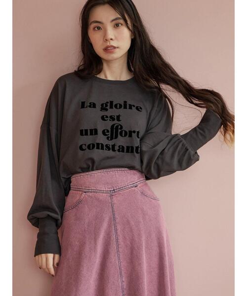 Green　Parks（グリーンパークス）の「・RAY CASSIN フロッキーptロンT（Tシャツ/カットソー・レディース・ブラック/オフホワイト/チャコールグレー/ピンク・FREE）」の12枚目の写真