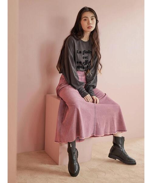 Green　Parks（グリーンパークス）の「・RAY CASSIN フロッキーptロンT（Tシャツ/カットソー・レディース・ブラック/オフホワイト/チャコールグレー/ピンク・FREE）」の15枚目の写真