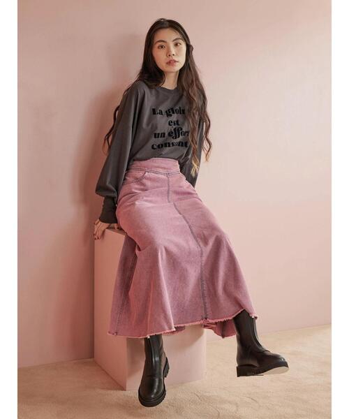 Green　Parks（グリーンパークス）の「・RAY CASSIN フロッキーptロンT（Tシャツ/カットソー・レディース・ブラック/オフホワイト/チャコールグレー/ピンク・FREE）」の16枚目の写真