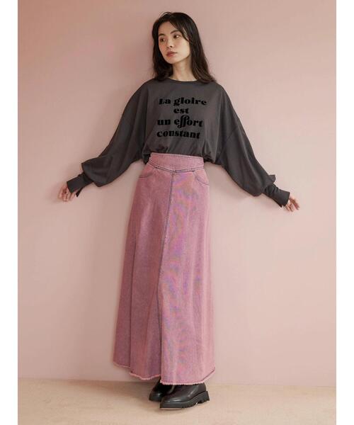Green　Parks（グリーンパークス）の「・RAY CASSIN フロッキーptロンT（Tシャツ/カットソー・レディース・ブラック/オフホワイト/チャコールグレー/ピンク・FREE）」の18枚目の写真