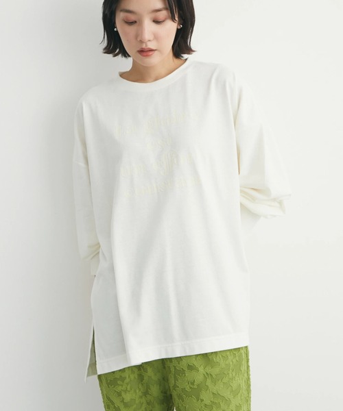 Green　Parks（グリーンパークス）の「・RAY CASSIN フロッキーptロンT（Tシャツ/カットソー・レディース・ブラック/オフホワイト/チャコールグレー/ピンク・FREE）」の2枚目の写真