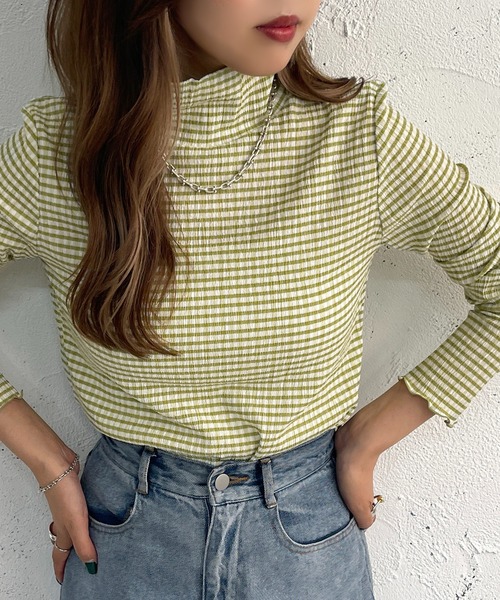 apres jour mignon(アプレジュールミニョン)の「ギンガムインナートップス【ZOZOTOWN限定アイテム】(Tシャツ/カットソー・レディース・オレンジ/グリーン/アイボリー・X-LARGE/フリー)」の17枚目の写真