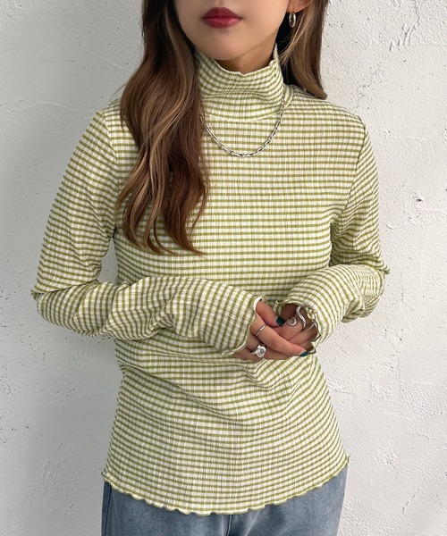 apres jour mignon(アプレジュールミニョン)の「ギンガムインナートップス【ZOZOTOWN限定アイテム】(Tシャツ/カットソー・レディース・オレンジ/グリーン/アイボリー・X-LARGE/フリー)」の15枚目の写真