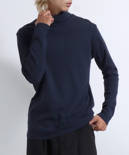 セール】コットン タートルネック長袖Tシャツ/ロンT メンズ レディース