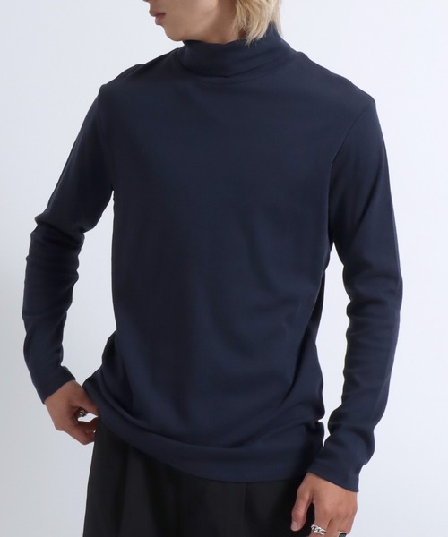 セール】コットン タートルネック長袖Tシャツ/ロンT メンズ