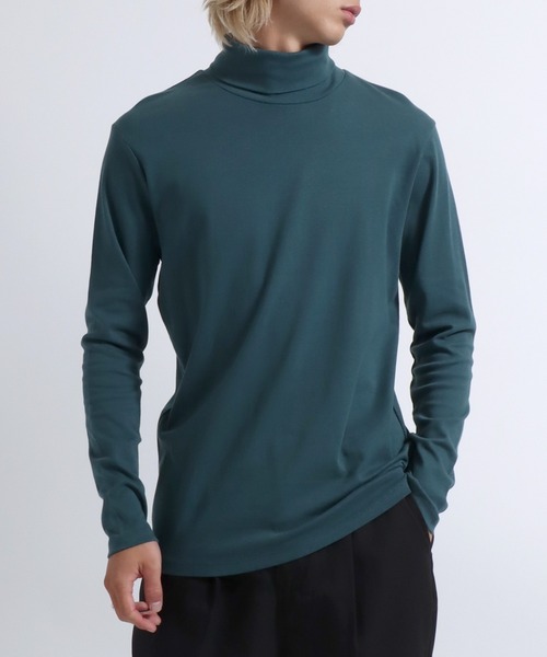 セール】コットン タートルネック長袖Tシャツ/ロンT メンズ レディース