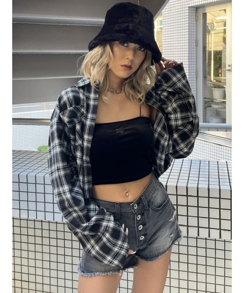 EGOIST（エゴイスト）の「ドロストスリーブ短丈シャツIII（シャツ/ブラウス・レディース・ブラック/パープル・FREE）」の10枚目の写真