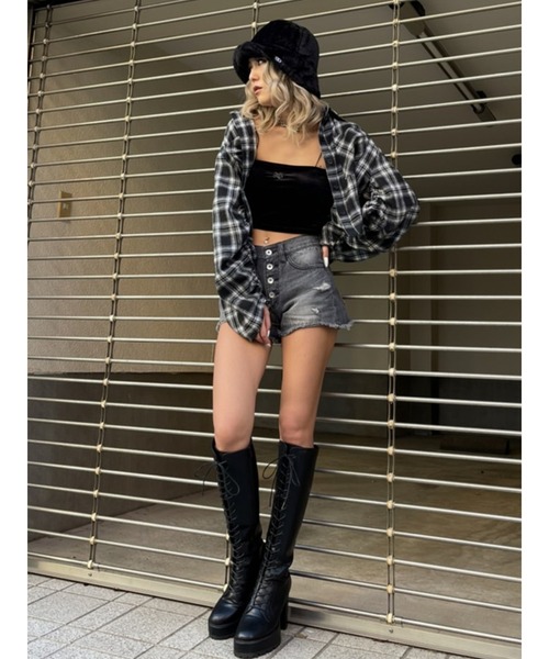 EGOIST（エゴイスト）の「ドロストスリーブ短丈シャツIII（シャツ/ブラウス・レディース・ブラック/パープル・FREE）」の11枚目の写真