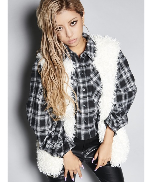 EGOIST（エゴイスト）の「ドロストスリーブ短丈シャツIII（シャツ/ブラウス・レディース・ブラック/パープル・FREE）」の16枚目の写真