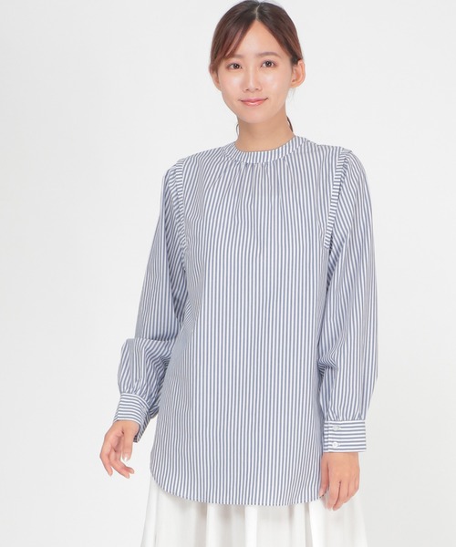 ikka(イッカ)の「前後2WAYバンドカラー 2(シャツ/ブラウス・レディース・オリーブ/ピンク系その他/オフホワイト/ブルー系その他/その他1・L/M/S)」の4枚目の写真