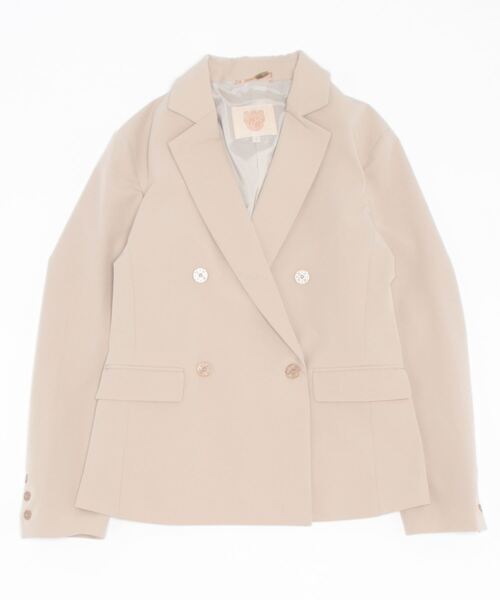 Q（キュー）の「ダブルブレストジャケット（セットアップ・レディース・チャコールグレー/ベージュ・MEDIUM）」の4枚目の写真