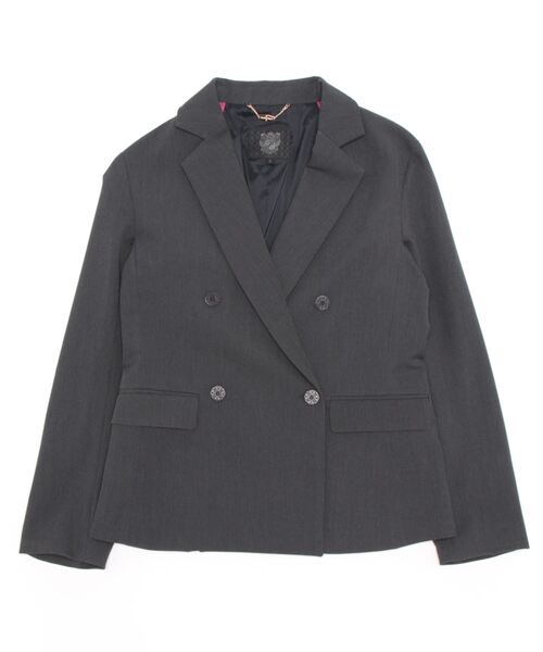 Q（キュー）の「ダブルブレストジャケット（セットアップ・レディース・チャコールグレー/ベージュ・MEDIUM）」の8枚目の写真