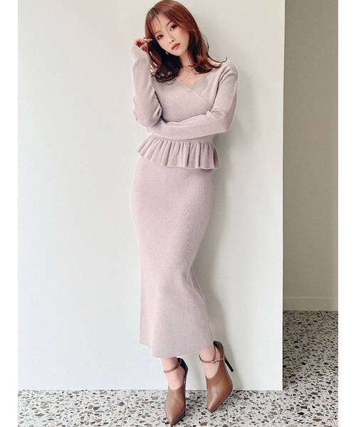 RESEXXY(リゼクシー)の「リブニットタイトスカート【セットアップ着用可能】(スカート・レディース・ピンク/ブラック/ベージュ・FREE)」の9枚目の写真