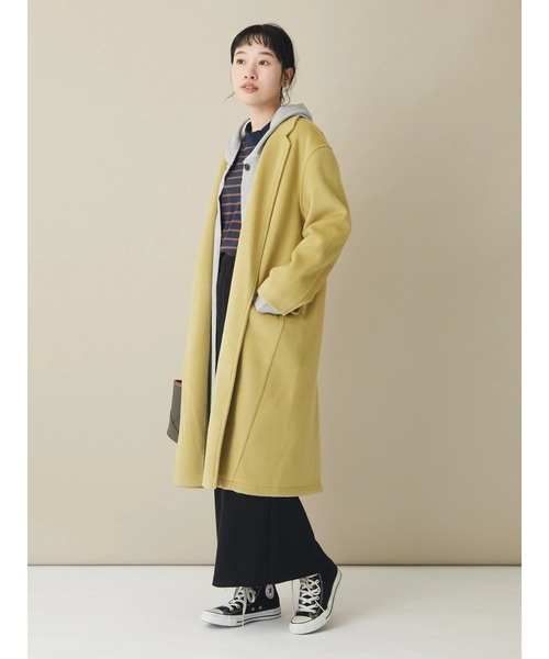 CRAFT STANDARD BOUTIQUE（クラフトスタンダードブティック）の「エッグコート　＊◆（ノーカラーコート・レディース・マスタード/ブラック/ナチュラル・FREE）」の19枚目の写真