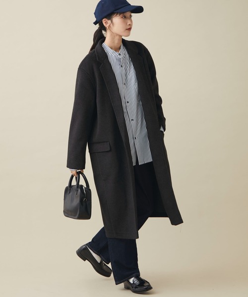 CRAFT STANDARD BOUTIQUE（クラフトスタンダードブティック）の「エッグコート　＊◆（ノーカラーコート・レディース・マスタード/ブラック/ナチュラル・FREE）」の4枚目の写真