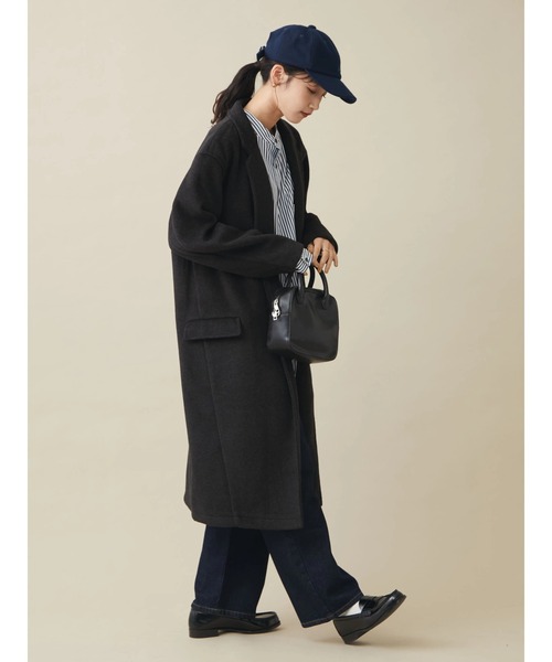 CRAFT STANDARD BOUTIQUE（クラフトスタンダードブティック）の「エッグコート　＊◆（ノーカラーコート・レディース・マスタード/ブラック/ナチュラル・FREE）」の5枚目の写真