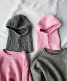 me+em select | 【 10色展開 】ダブルボタンニットフーディバラクラバ(ニットキャップ/ビーニー)